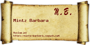 Mintz Barbara névjegykártya